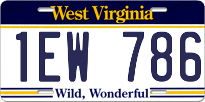 WV license plate 1EW786