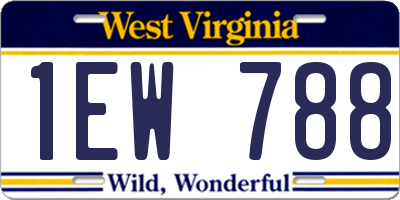 WV license plate 1EW788