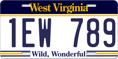 WV license plate 1EW789