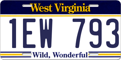 WV license plate 1EW793