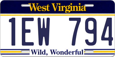 WV license plate 1EW794