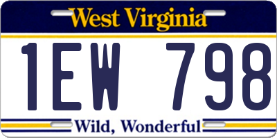 WV license plate 1EW798