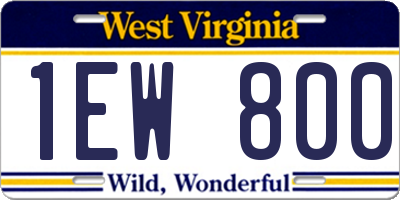 WV license plate 1EW800
