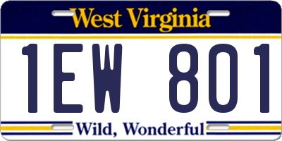 WV license plate 1EW801