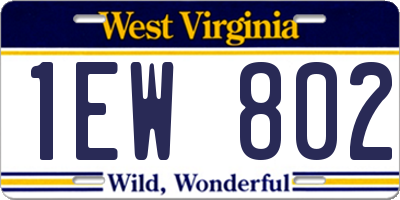 WV license plate 1EW802