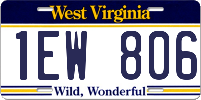WV license plate 1EW806