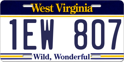 WV license plate 1EW807
