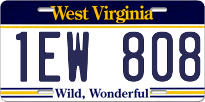 WV license plate 1EW808