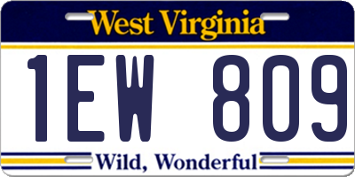 WV license plate 1EW809