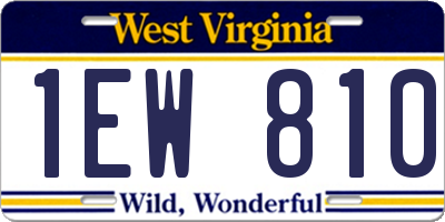 WV license plate 1EW810