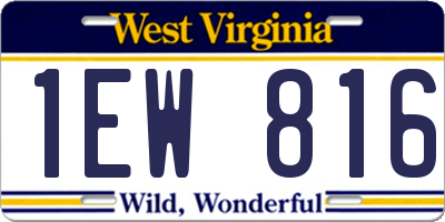 WV license plate 1EW816