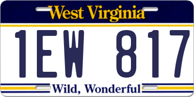 WV license plate 1EW817