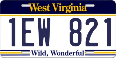 WV license plate 1EW821