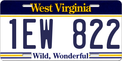 WV license plate 1EW822