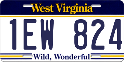WV license plate 1EW824