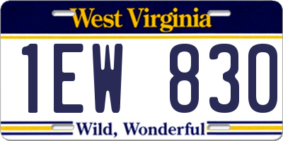 WV license plate 1EW830