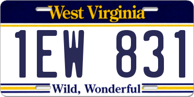WV license plate 1EW831