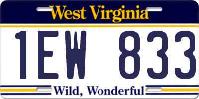 WV license plate 1EW833