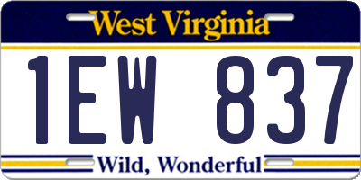 WV license plate 1EW837