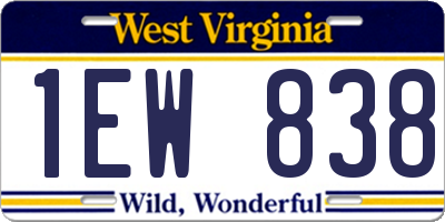 WV license plate 1EW838
