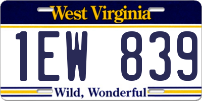 WV license plate 1EW839