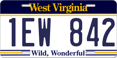 WV license plate 1EW842