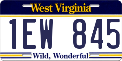 WV license plate 1EW845