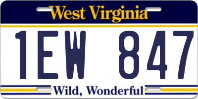 WV license plate 1EW847