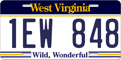 WV license plate 1EW848