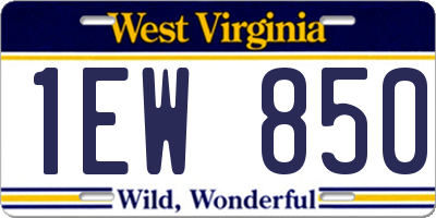 WV license plate 1EW850