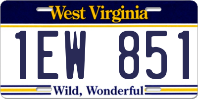 WV license plate 1EW851