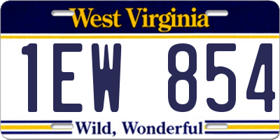 WV license plate 1EW854
