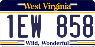WV license plate 1EW858
