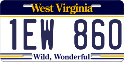 WV license plate 1EW860