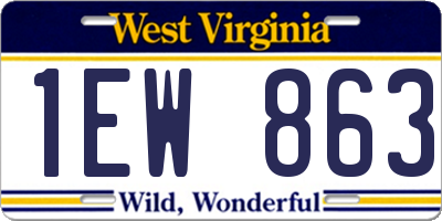 WV license plate 1EW863