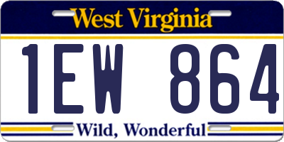 WV license plate 1EW864