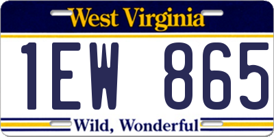 WV license plate 1EW865