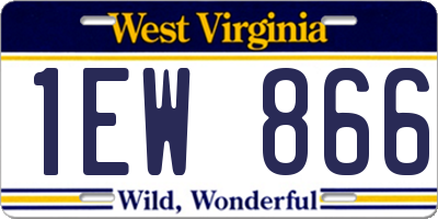 WV license plate 1EW866