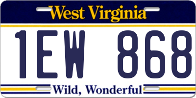 WV license plate 1EW868
