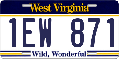 WV license plate 1EW871