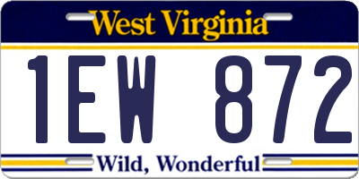 WV license plate 1EW872