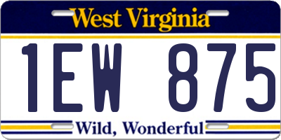 WV license plate 1EW875
