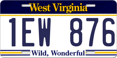 WV license plate 1EW876