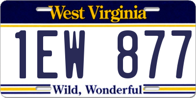 WV license plate 1EW877