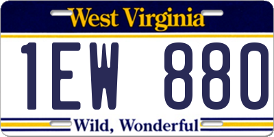 WV license plate 1EW880