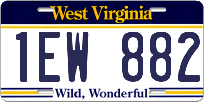 WV license plate 1EW882
