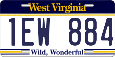 WV license plate 1EW884