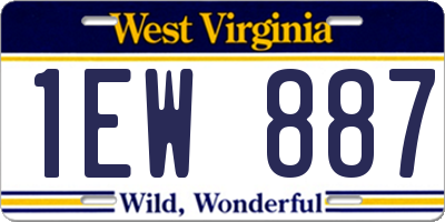 WV license plate 1EW887