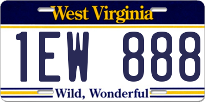 WV license plate 1EW888