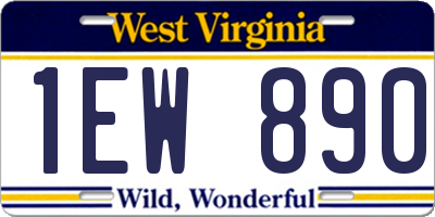 WV license plate 1EW890
